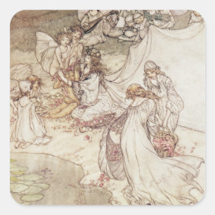 Illustration Arthurs Rackham   für Märchen, Fa Quadratischer Aufkleber