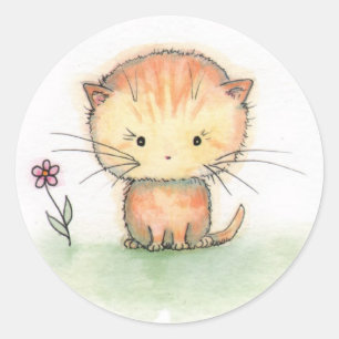 Illustration Aufkleber Orange Tabby Kätzchen