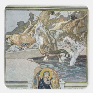 Illustration aus Dantes 'Göttlicher Komödie' Quadratischer Aufkleber