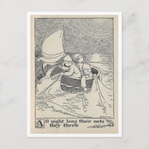 Illustration aus einem alten Buch: Wynken Blynken Postkarte