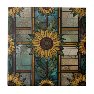 Illustration aus festem Glas Sonnenblumenmuster Fliese