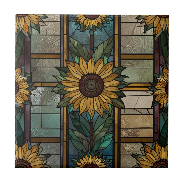 Illustration aus festem Glas Sonnenblumenmuster Fliese (Vorderseite)