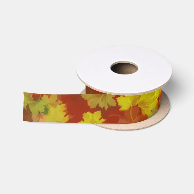Illustration Autumn Leaves Satinband (Spule)