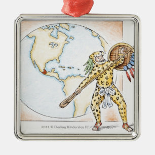 Illustration aztekischen Jaguar-Kriegers Ornament Aus Metall