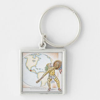 Illustration aztekischen Jaguar-Kriegers Schlüsselanhänger