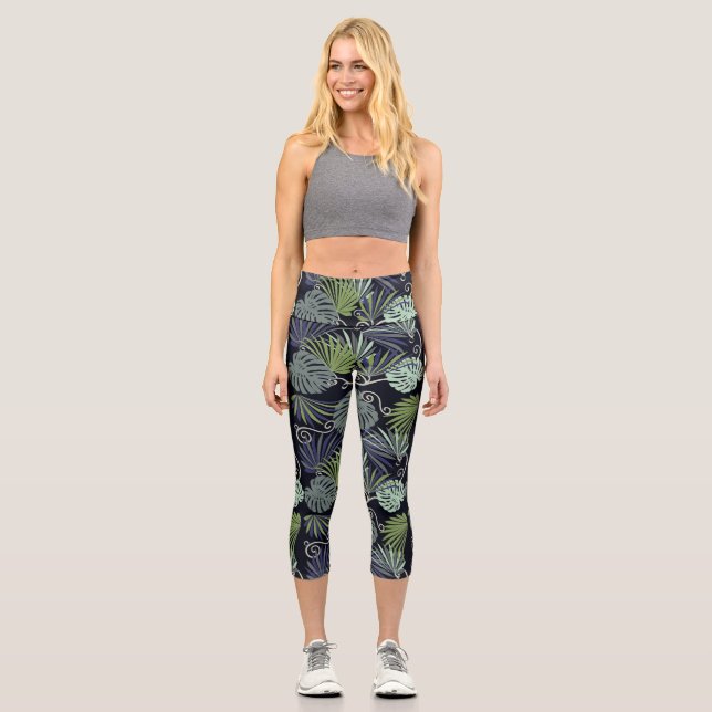 Illustration beliebter überdachter Pflanze Capri Leggings (Vorderseite)