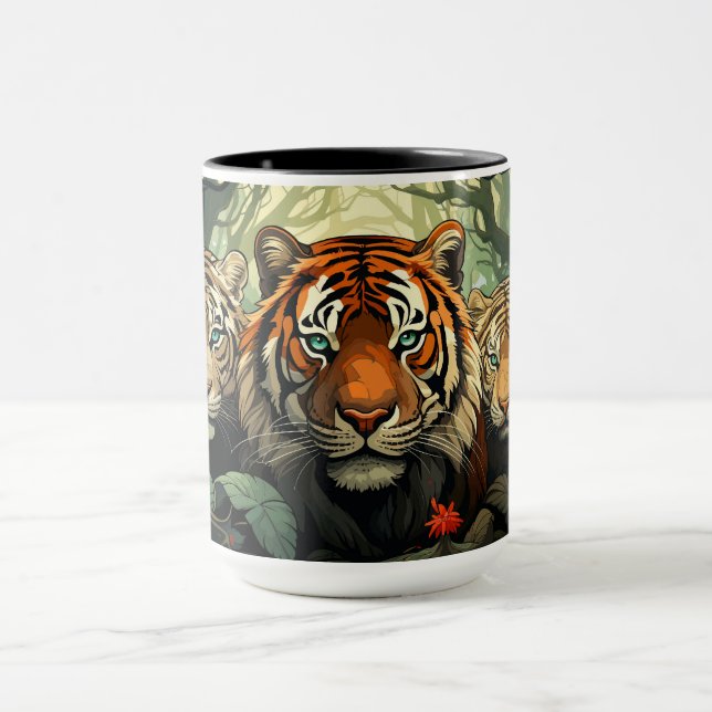 Illustration benutzerdefinierter Monogramm-Tiger Tasse (Zentrum)