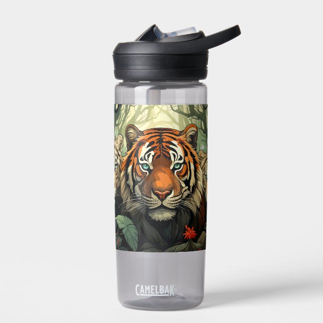 Illustration benutzerdefinierter Monogramm-Tiger Trinkflasche (Links)