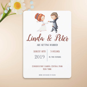 Illustration Bride Groom Dancing Waltz Wedding Einladung