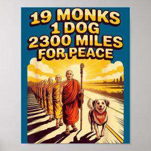 Illustration buddhistische Mönche für Frieden Poster