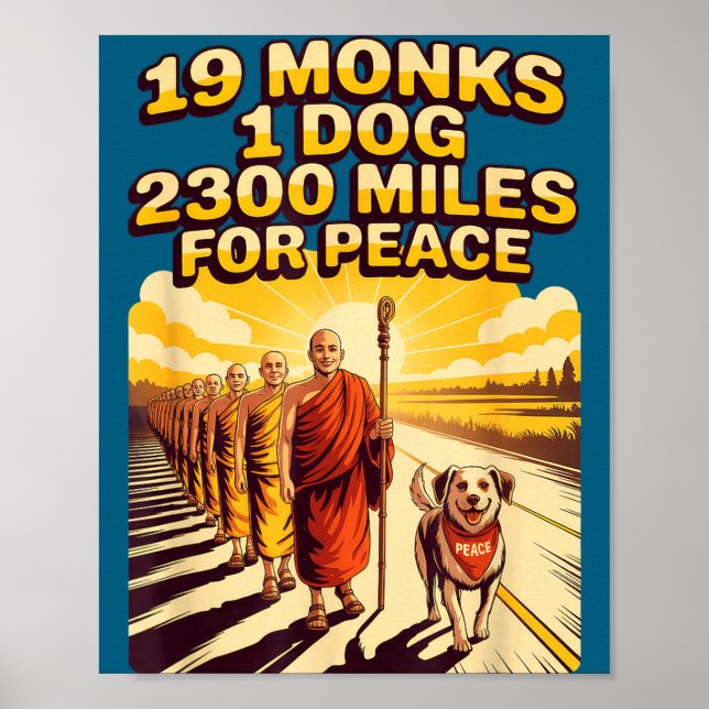 Illustration buddhistische Mönche für Frieden Poster (Vorne)