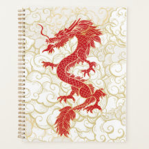 Illustration chinesischer Drachen in Rot und Gold