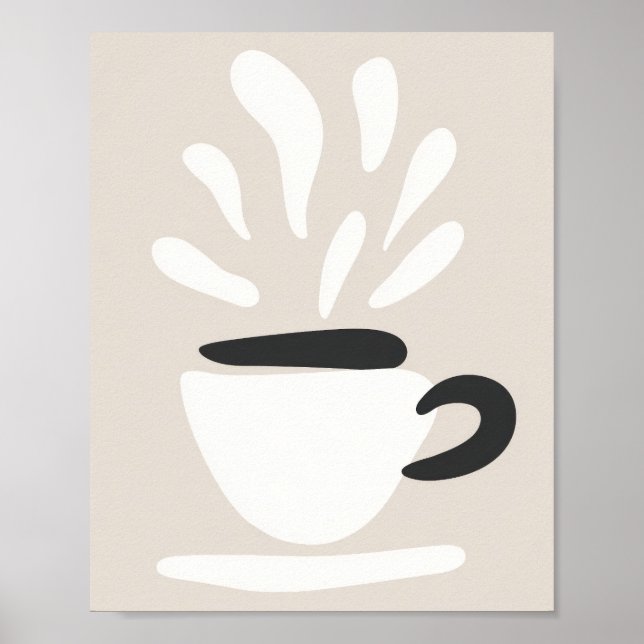Illustration Cup of Steaming Coffee Boho Style Poster (Vorne)