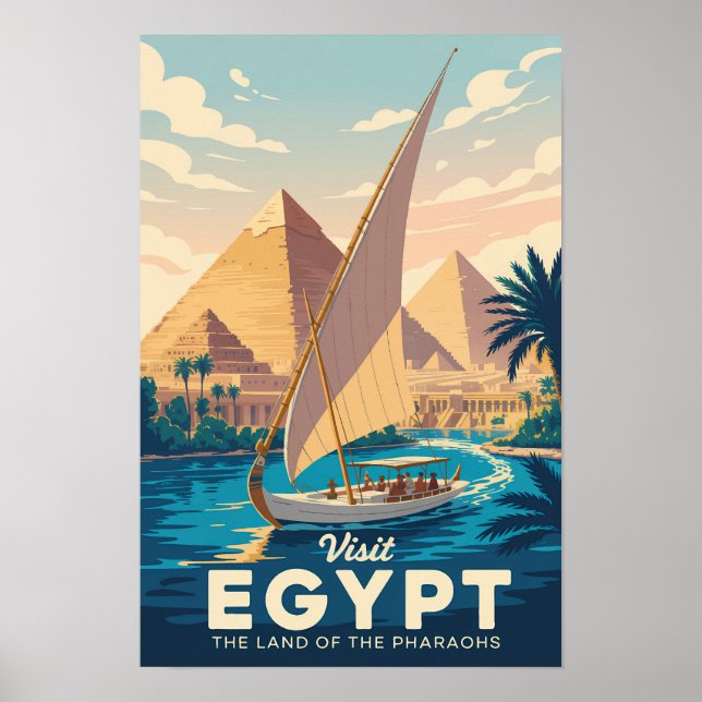 Illustration der ägyptischen Pyramide Reise Kunst  Poster (Vorne)