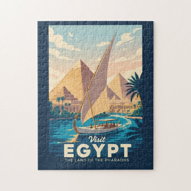 Illustration der ägyptischen Pyramide Reise Kunst  Puzzle (Vertikal)