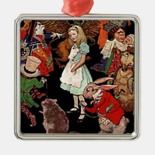 Illustration der Alice im Wunderland mit Freunden Ornament Aus Metall
