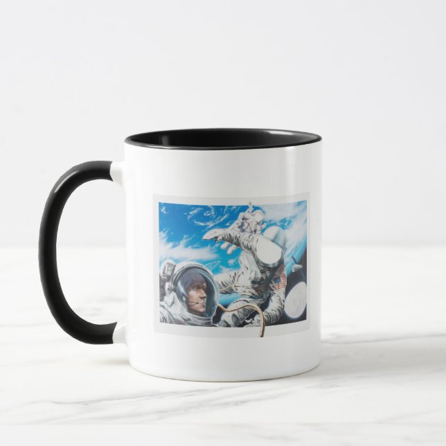 Illustration der amerikanischen Astronauten im Tasse (Links)