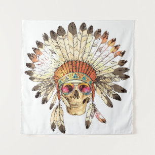 Illustration der amerikanischen Schädelfashion Wandteppich