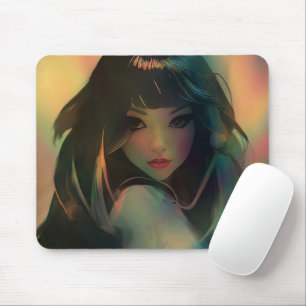 Illustration der Anime Style Girl in Rainbow Light Mousepad