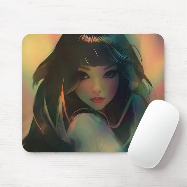 Illustration der Anime Style Girl in Rainbow Light Mousepad (Mit Mouse)