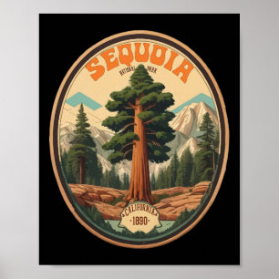 Illustration der Bäume im Sequoia-Nationalpark Wan Poster