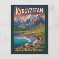 Illustration der Berge Kirgisistans, Reise Kunst V