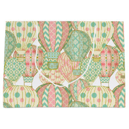 Illustration der blauen Luftballons Pink und Aqua Große Geschenktüte