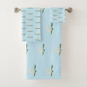 Illustration der Blume White Lotus Badhandtuch Set