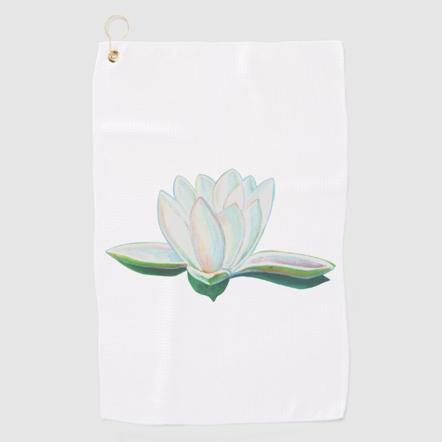 Illustration der Blume White Lotus Golfhandtuch (Vorderseite)