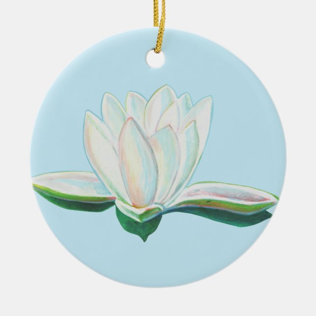 Illustration der Blume White Lotus Keramik Ornament (Vorne)