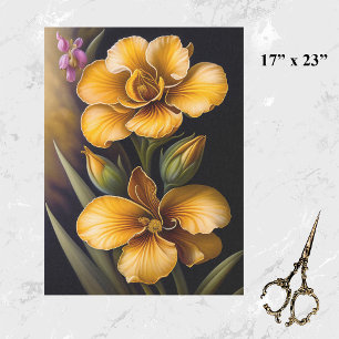 Illustration der botanischen gelben Blumen Seidenpapier