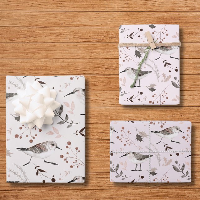 Illustration der botanischen Wasserfarbe der Vögel Geschenkpapier Set (Bird Botanical Hand Drawn Watercolor Nature Art Wrapping Paper Sheets)