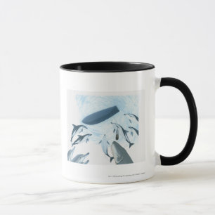 Illustration der Delphine, die oben einem Boot Tasse