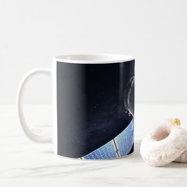 Illustration der Dragon XL-Raumsonde. Kaffeetasse (Mit Donut)