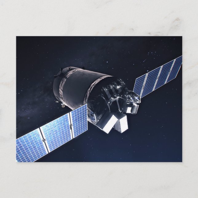 Illustration der Dragon XL-Raumsonde. Postkarte (Vorderseite)