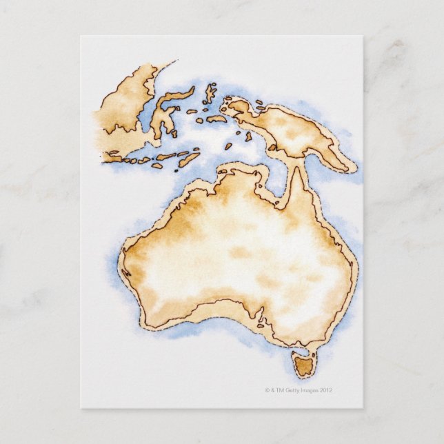 Illustration der einfachen Kontur Australiens Postkarte (Vorderseite)
