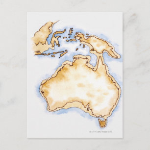 Illustration der einfachen Kontur Australiens Postkarte