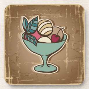 Illustration der Eiscreme in der Retro Art Getränkeuntersetzer