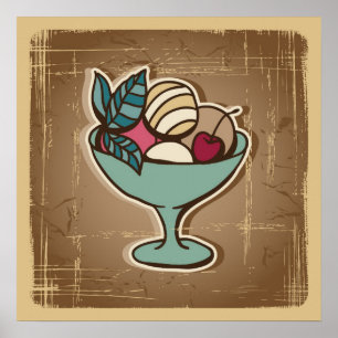 Illustration der Eiscreme in der Retro Art Poster