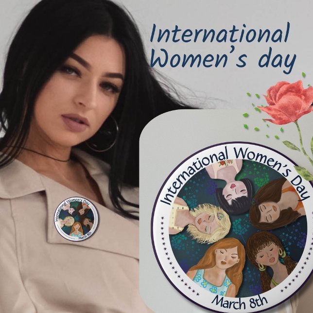 Illustration der Frauen anlässlich des Diversity I Button (Illustration of Women Celebrating diversity IWD Button)