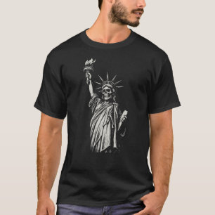Illustration der Freiheitsstatue mit Totenkopf-Fac T-Shirt