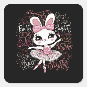 Illustration der Frisur eines Ballerina-Hasen Quadratischer Aufkleber