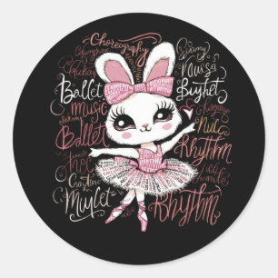 Illustration der Frisur eines Ballerina-Hasen Runder Aufkleber