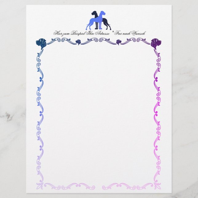 Illustration der großen Dane Letterhead Heads (Vorderseite)