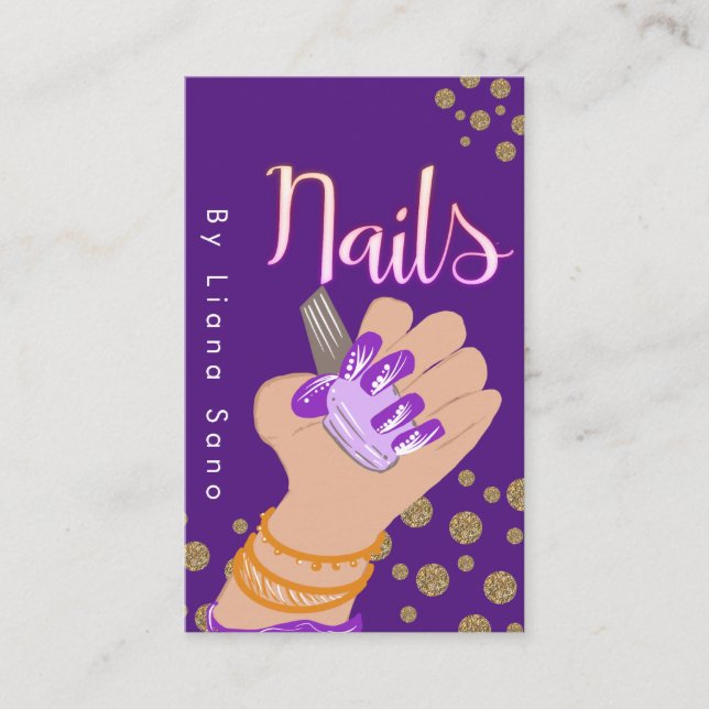 Illustration der Handschrift Nail Artist Glow Scri Visitenkarte (Vorderseite)