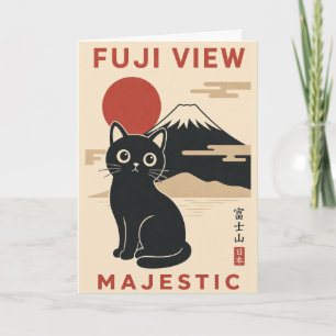Illustration der japanischen Landschaft mit Katze Karte