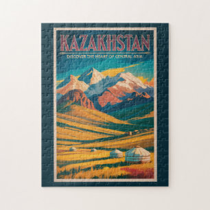 Illustration der kasachischen Steppe, Reise, Kunst Puzzle