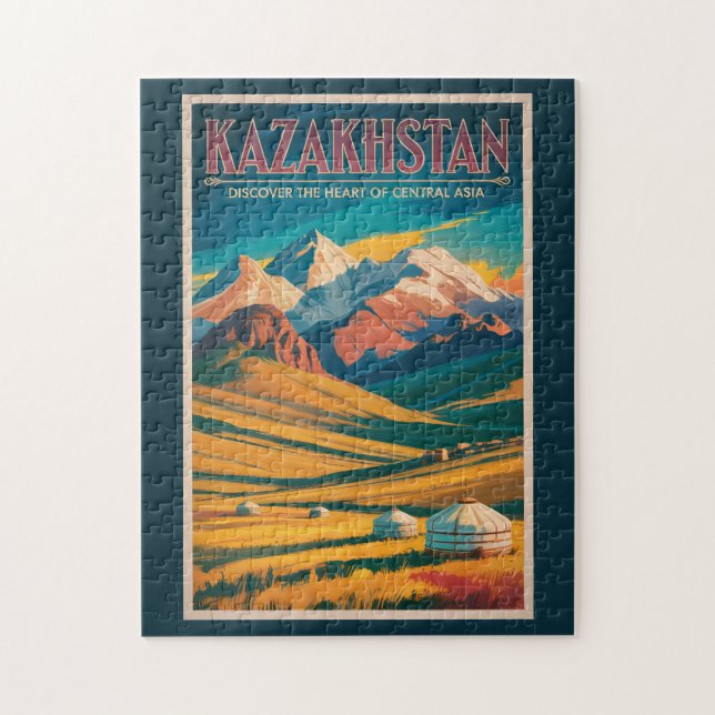 Illustration der kasachischen Steppe, Reise, Kunst Puzzle (Vertikal)