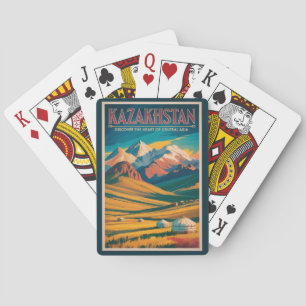 Illustration der kasachischen Steppe, Reise, Kunst Spielkarten