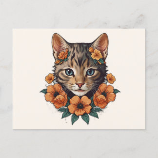 Illustration der Kätzchenfantasy-Blume Postkarte